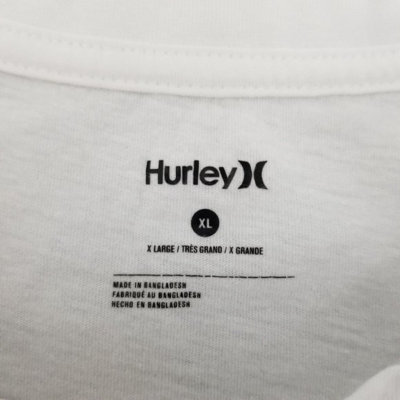 Hurley Shirt Mens XL White Short Sleeve Crew Neck Spell Out Logo - Picture 6 of 10